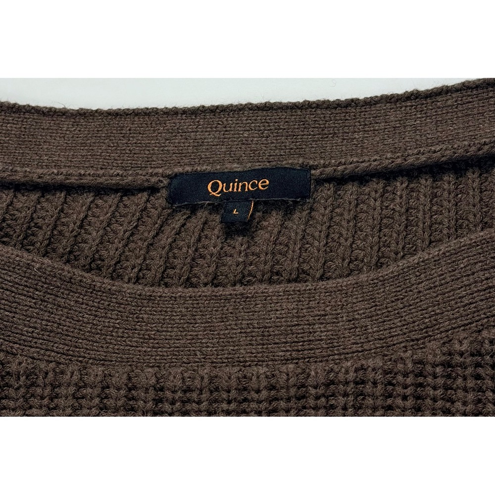 Quince 100% Organic Cotton Fisherman Boatneck Crew Sweater Brown Women's Large - Picture 3 of 6